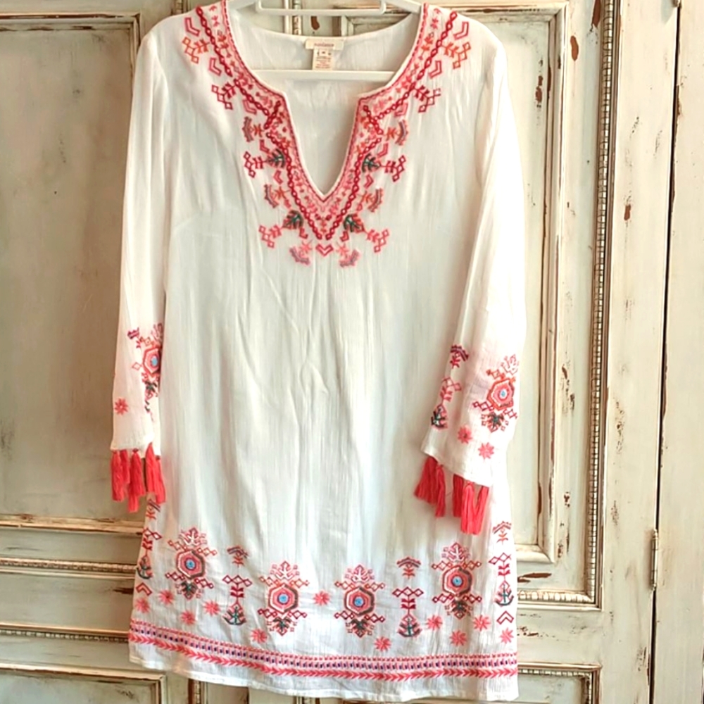 Sundance Catalog Embroidered Bead Tunic / Dress M